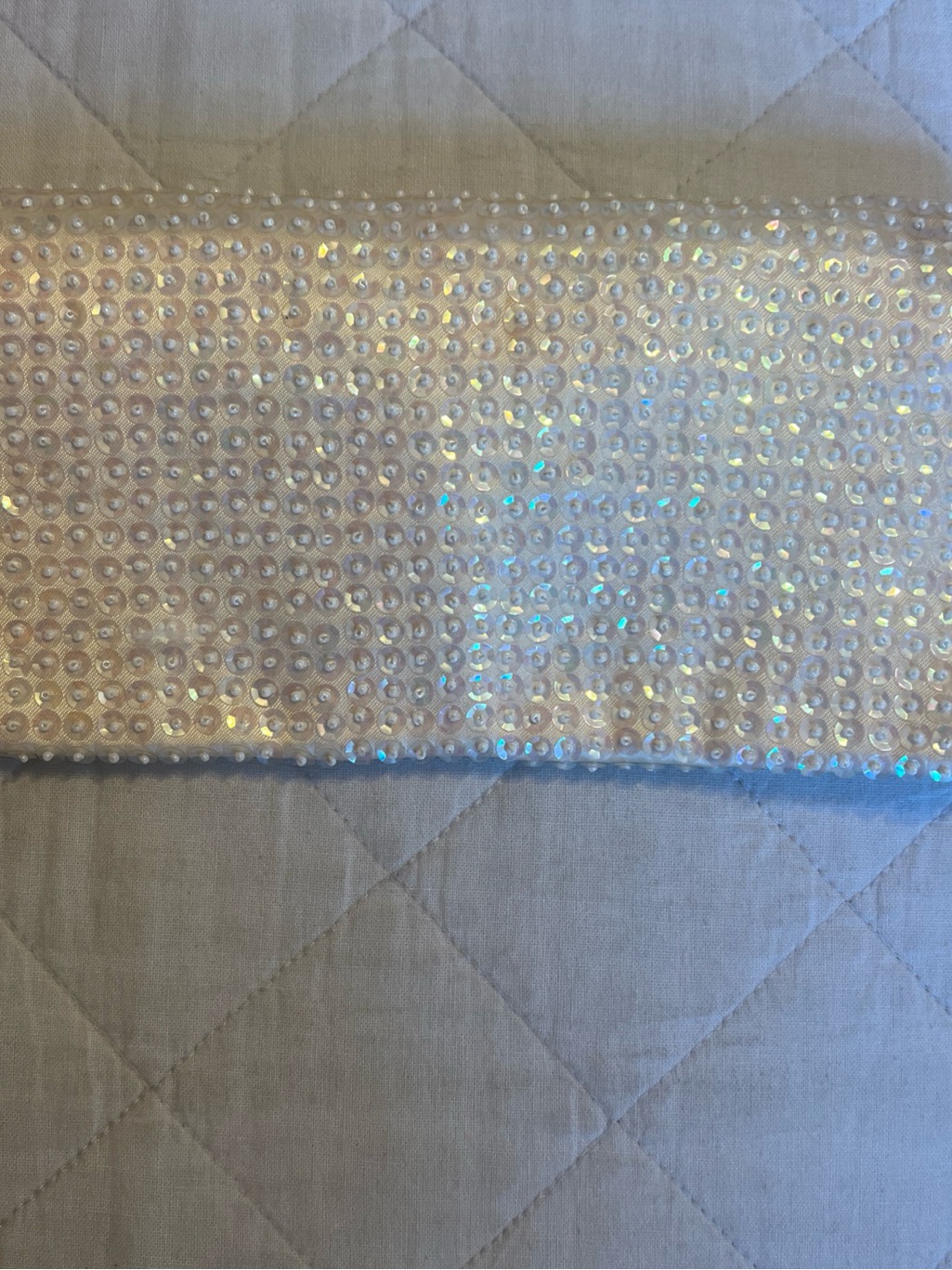 Vintage Beaded White Sequin Envelope Clutch — image 2 of 8
